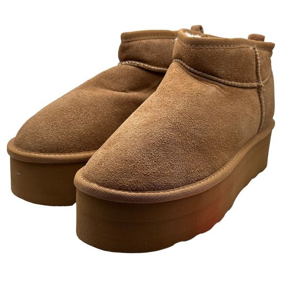 CUSHIONAIRE Women's Genuine Suede pull on platform boot 8 CHESTNUT - Picture 3 of 7